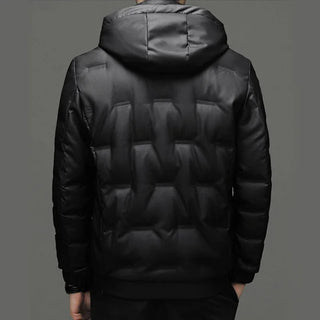 Men's Genuine Leather Luxury Down Jacket Man Winter Hooded Short Thicken Large Size Sheepskin Coat Male Oversized Puffer Jacket