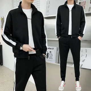 Spring Autumn Men Sportswear Tracksuit Loose Zip Up Jacket Sweatshirt+pant Running Jogger Fitness Workout Casual Set Sport Suit