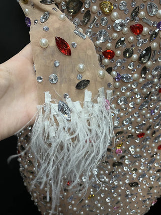 Sparkly Women Clothing Luxury Birthday Dress Woman Rhinestone Diamond Stage Show Outfit Celebrity Maxi Bodycon Dress Party Dress