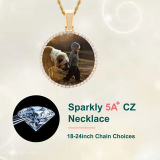 Custom Made Big Photo Medallions 18k Gold Necklace