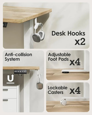 47 x 24 inch, Electric Height Adjustable Desk with Splice Board, Stand Up with Casters, Sit Stand Computer for Ho