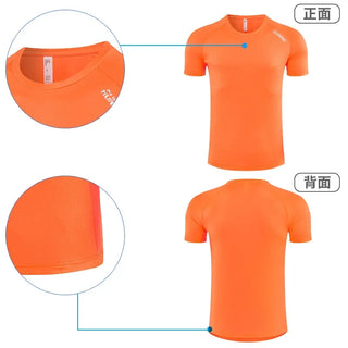 Men's Quick-drying Round Neck Summer Sport T-shirt Marathon Running Training Gym Sport Shirt Tops Shorts Sleeve Fitness For Male