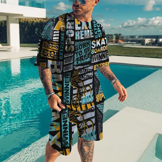 Men's 2-piece Summer Fashion Casual Short-sleeved outfit