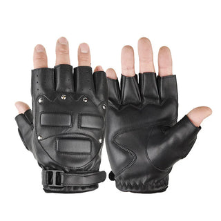 Men Women Half Finger Sports Fitness Tactic Fighting Protect Pad Glove Metal Rivet Punk PU Leather Equipment Exercise Mitten O20