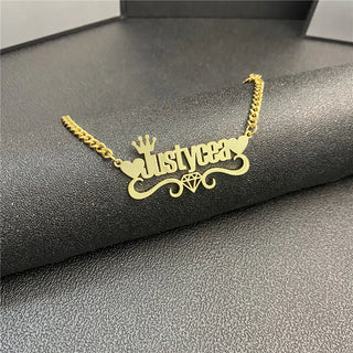 Custom Old English Necklace For Women Stainless Steel Gold Choker Cuban Chain Personalized Name Necklace For Men Gift