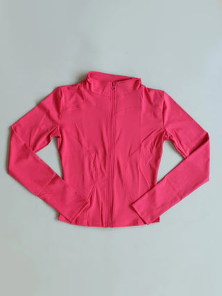 Fitfemme Women's Slim Fit Sports Jacket - High Neck, Full Zip, Long Sleeve, Multiple Colors for Yoga & Workout