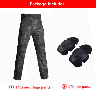 G3 Men's Tactical Pants Clothing Men Camping Cargo Pant US CP Airsoft Camo Paintball Combat Pants +Pads