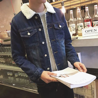 Denim Jackets Man Padding with Sheep jeans coat