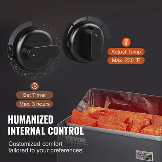 9KW Sauna Heater, Steam Bath Sauna Heater with Built-in Controls, Electric Sauna Stove, 3h Timer and Adjustable Temp