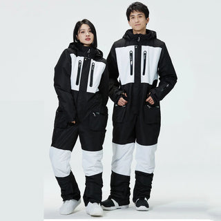 Skiing Jumpsuit Men Women One-piece Ski Suit Winter Outdoor Windproof Waterproof Ski Overall Snowboarding Suit Ski Jacket+Pants