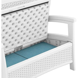 Elements Stylish Lightweight Loveseat Outdoor Seating with Convenient Built In Universal Storage, and All Weather Plastic