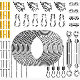 52pcs Sun Shade Sail Hardware Kit for Rectangle Triangle Sun Shade Sails Canopy Installation 304 Stainless Steel Accessories Set