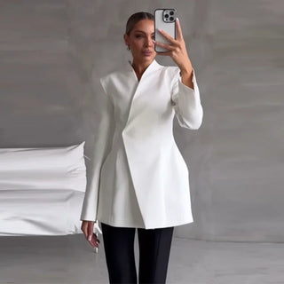 Street Solid Suit Jacket Skirt Set Women Slim One Button Blazer See Through Pleated Fishtail Skirts 2025 Spring Lady Party Suit