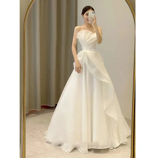 wedding dresses 2025 new bridal light luxury travel photo simple white dress wedding welcome dress graduation celebration dress
