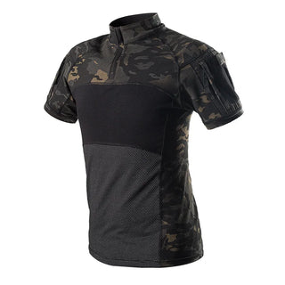 Waterproof Training Set Mens Tactical Camo Patchwork T-shirt+Durable Multi Pockets Overalls Combat Uniform Summer Hunting Suit
