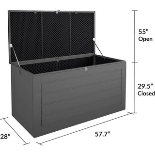 Outdoor Living 88180BGY1E Outdoor Patio Storage, Extra Large, 180 Gallons, Charcoal Deck Box,