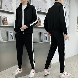 Spring Autumn Men Sportswear Tracksuit Loose Zip Up Jacket Sweatshirt+pant Running Jogger Fitness Workout Casual Set Sport Suit