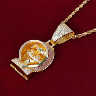 Hoodie Skull Pendant Necklace for Men Gold Color Hip Hop Rock Jewelry