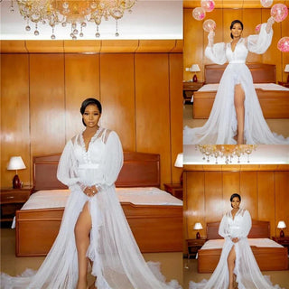 Customized Bridal Maternity Dresses Robes for Photography Sheer Robe Puffy Fluffy Tulle Maternity Dressing Gowns Women Bathrobe