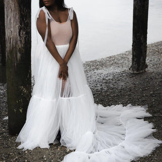 Customized Bridal Maternity Dresses Robes for Photography Sheer Robe Puffy Fluffy Tulle Maternity Dressing Gowns Women Bathrobe