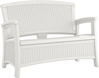 Elements Stylish Lightweight Loveseat Outdoor Seating with Convenient Built In Universal Storage, and All Weather Plastic
