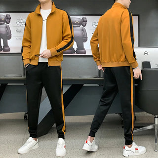 Spring Autumn Men Sportswear Tracksuit Loose Zip Up Jacket Sweatshirt+pant Running Jogger Fitness Workout Casual Set Sport Suit