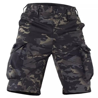 Geometric Camo Combat Shorts Mens Summer Multi Pocket Outdoor Hiking Mid Pants Size S-3XL Waterproof Tactical Training Overalls