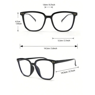 2pcs Women Men Classic Square Frame Glasses School Eyewear For Daily Life Clothing Accessories