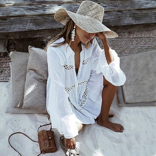 Beach Outing Women Swimsuit Cover Up Rayon Kaftan Beachwear Summer Beach Women Clothes Dress Bath Outlet Cardigan Bikini Blouse