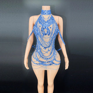 Sexy Sparkly Silver Prom Dresses Glitter Beads Crystal Rhinestones See-Thru Tassels Birthday Party Gowns Sexy short skirt