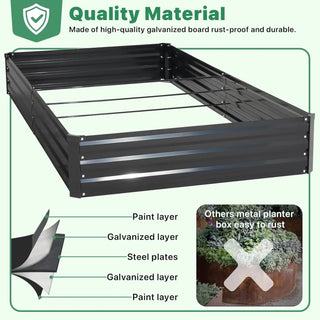 Galvanized Raised Garden Bed for Vegetables Flowers Herbs Metal Raised Garden Bed Kit with 2 PCS Tomato Cage Gloves Trellis Nett