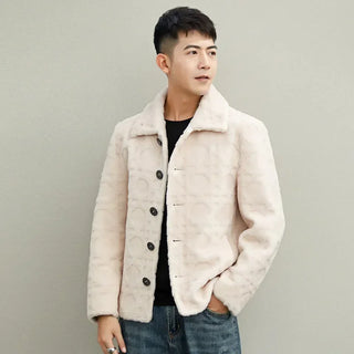 New Single Breasted Fur Coats Men's Granular Lamb Fur Jacket for Men Short Jacket 100% Wool Fur Clothing Male Winter Fashion FCY