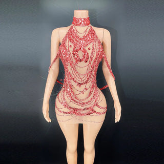 Sexy Sparkly Silver Prom Dresses Glitter Beads Crystal Rhinestones See-Thru Tassels Birthday Party Gowns Sexy short skirt