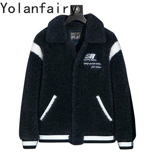 YOLANFARIY Mens Shearling Coat Warm Wool Jacket Men Short Style Real Fur Coats Winter Clothes Slim Fit Мужской Тренчкот 2024