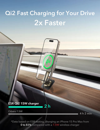 ESR for MagSafe Car Mount Charger 15W Qi2-Certified Wireless Car Charger for iPhone 16/15/14/13/12 Fast Charging Car Accessories