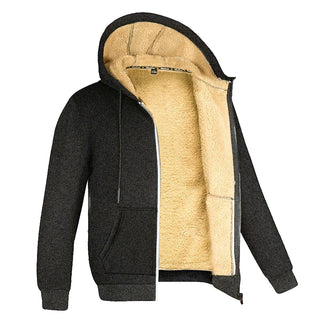 Winter Men's Zipper Jacket Fleece Warm Windproof Hoodies Heavyweight Cardigan Casual Sports Long Sleeve Sweatshirts Hooded Coat